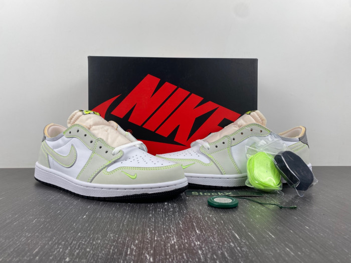 air jordan 1 retro low white ghost green black dm7837-103