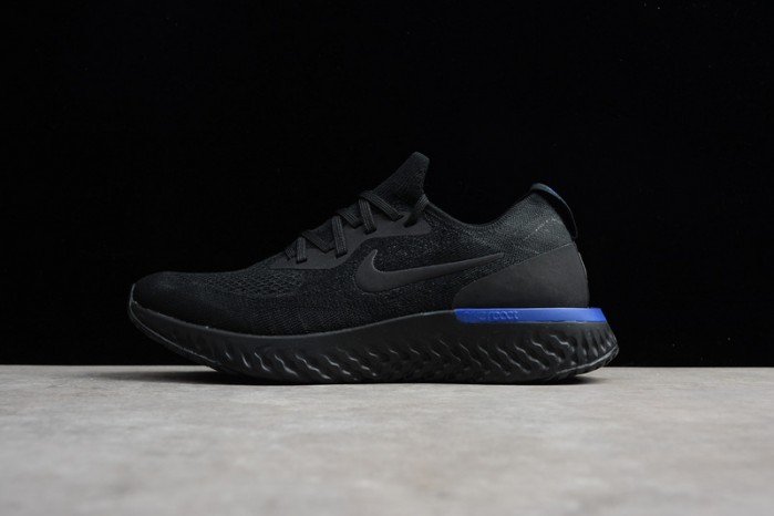 nike epic react flyknit black racer blue aq0067-004