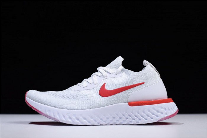 nike epic react flyknit white red aq0067 800