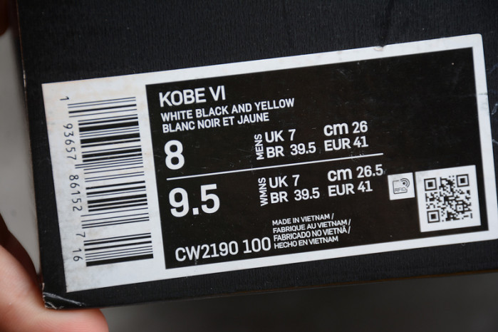 nike kobe 6 protro “white del sol” cw2190-100