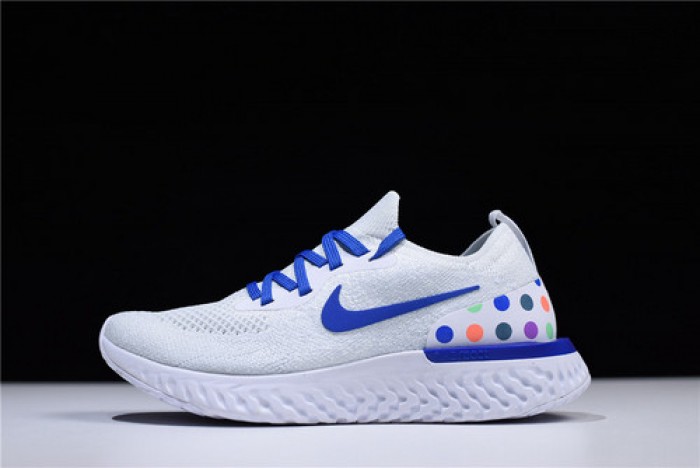 nike epic react flyknit white blue aq0067-993