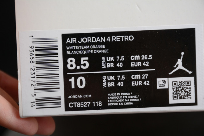 air jordan 4 retro orange metallic ct8527-118