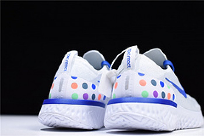 nike epic react flyknit white blue aq0067-993
