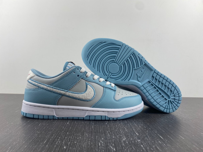 Nike Dunk Low Retro Fleece Swoosh Worn Blue FB1871-011