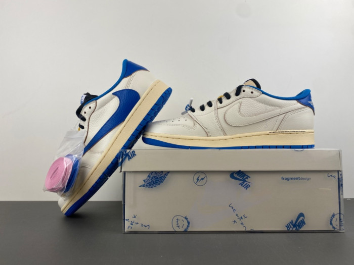 Air Jordan 1 Retro Low Fragment x Travis Scott Sail Military Blue DM7866-104